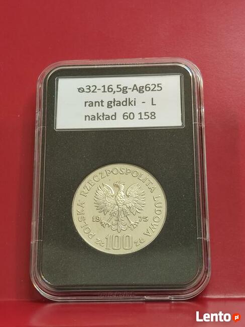 100zł Helena Modrzejewska 1975r. st. lustrzany, w slabie.