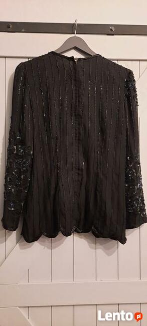Czarna bluzka z cekinami (L/40/12) , długi rękaw Stan BDB