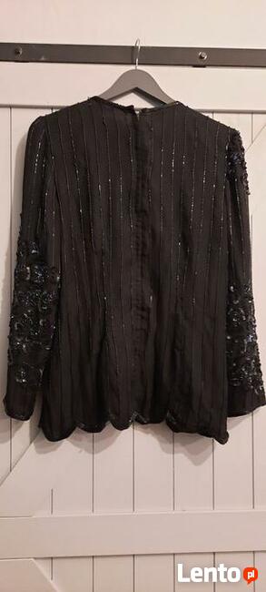 Czarna bluzka z cekinami (L/40/12) , długi rękaw Stan BDB