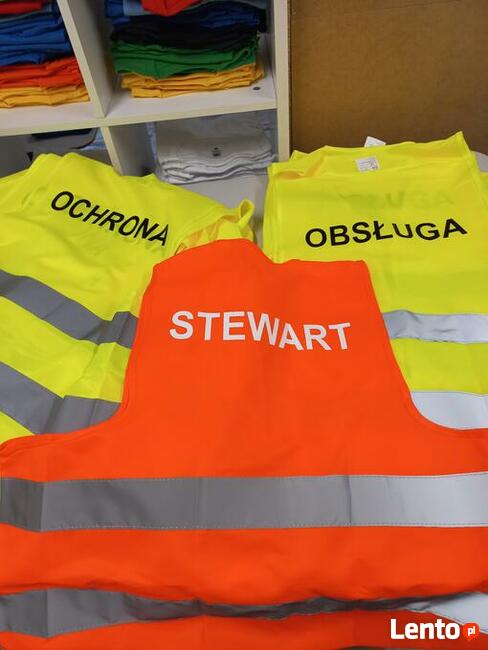 kamizelki odblaskowe z nadrukiem druk odzieży BHP Warszawa