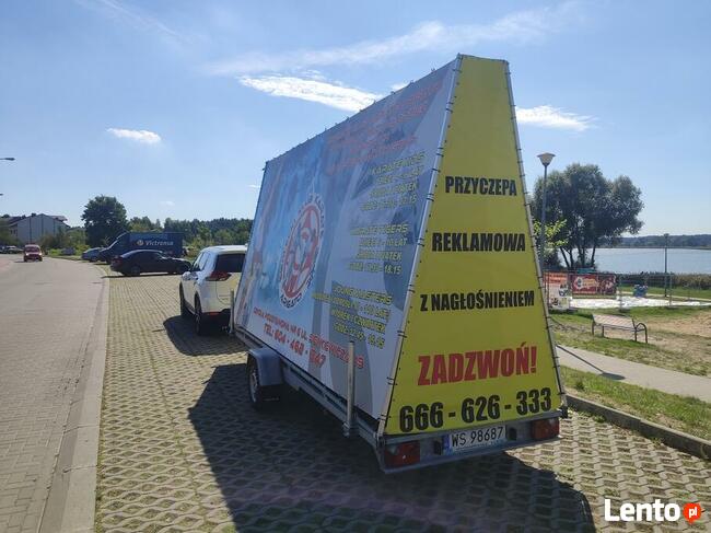 Mobilna przyczepa reklamowa + NAGŁOŚNIENIE 400W reklama HIT
