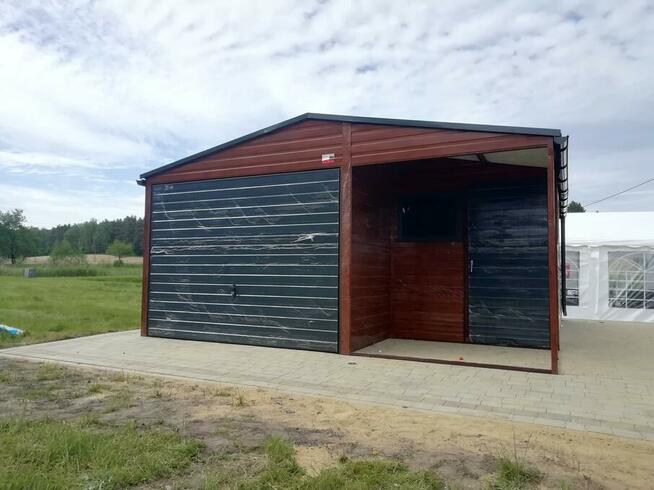 Blaszak, garaż blaszany 6x5 drewnopodobny