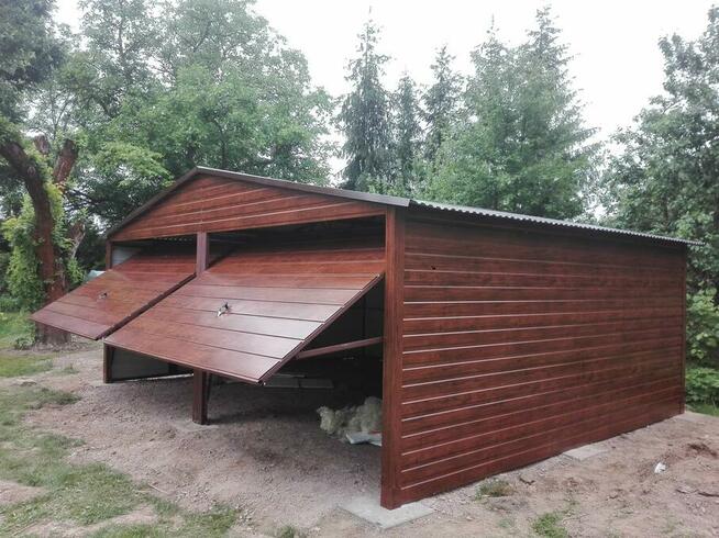 Garaż 3x5, dwuspad, drewnopodobny