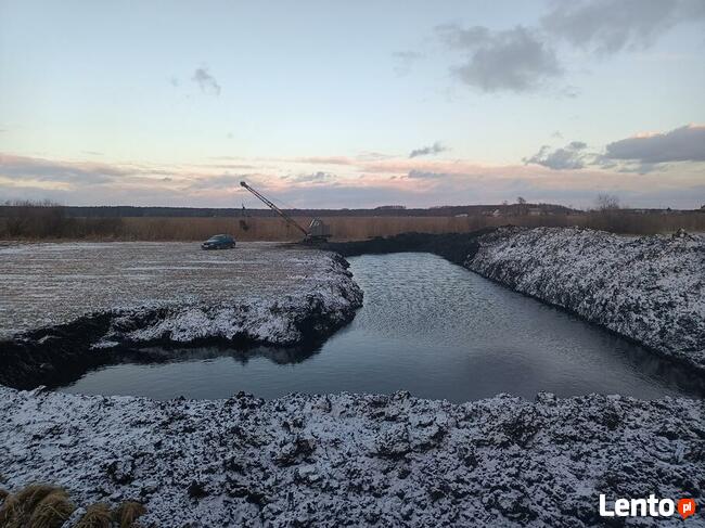 Kopanie uługi czyszczenie stawów koparką linową km 251.