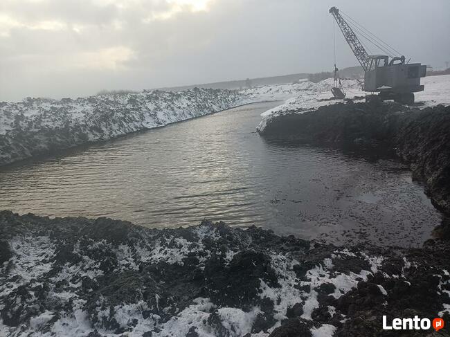 Kopanie uługi czyszczenie stawów koparką linową km 251.