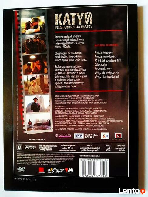 KATYŃ- film Andrzeja Wajdy na DVD -stan BDB