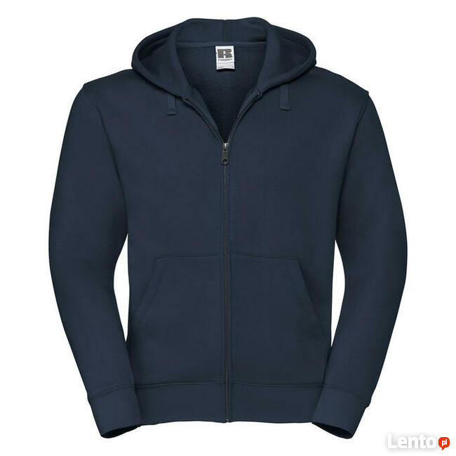 BAWEŁNIANA Męska Bluza z kapturem rozpinana granatow RUSSELL
