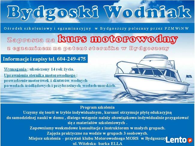 Kurs motorowodny na patent sternika w Bydgoszczy