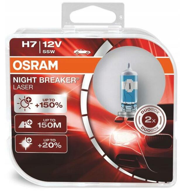 ŻARÓWKI OSRAM H7 NIGHT BREAKER LASER +150% DUO 55W KATOWICE