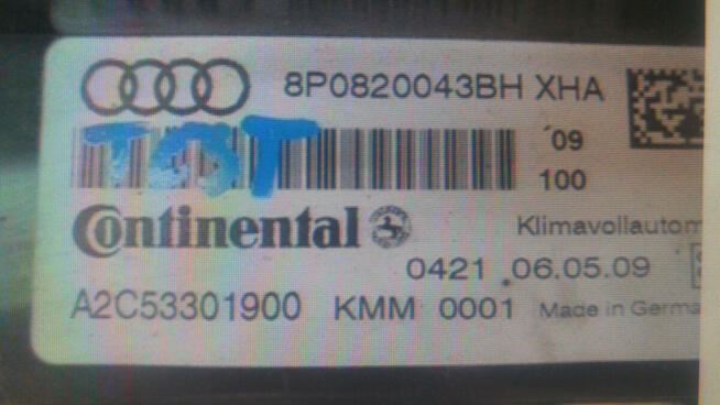 Panel climatronic grzanie siedzeń do Audi A3 S3 RS3 8P LIFT