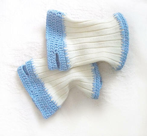 kremowo niebieskie mitenki