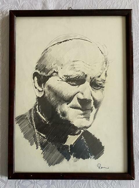 Rysunek odręczny sygnowany, Jan Paweł II