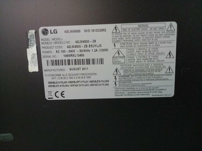 telewizor LG 42 cale hdmi 3D usb dvbt full hd 100hz tv uszko