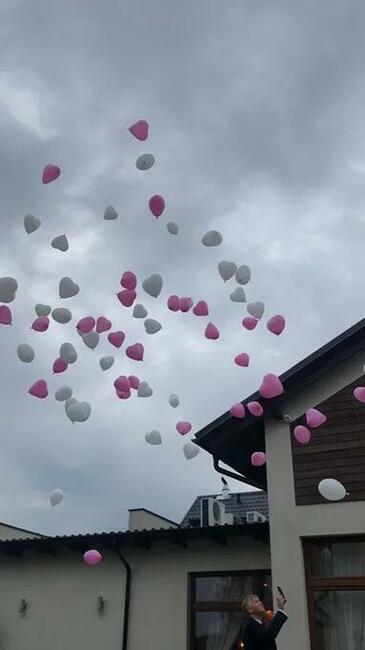 Balony z helem, balony led, ślub, wesele, skrzynia/pudło z b