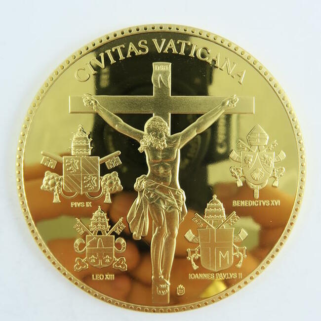 MEDAL PAPIEŻ BENEDYKT PAWEŁ II LEO VI PIUS ZŁOTO Au 24 karat
