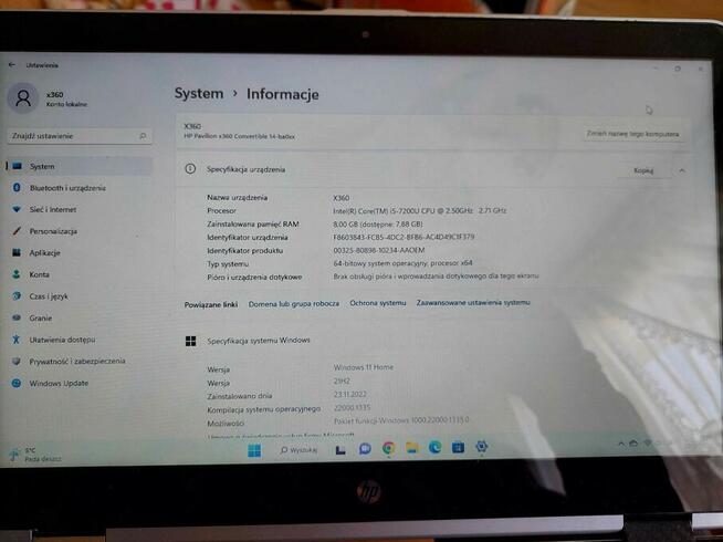 Hp x360 convertible 14 i5 7-mej gen.