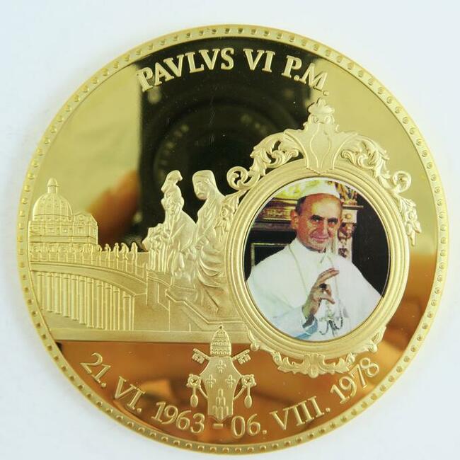 MEDAL PAPIEŻ BENEDYKT PAWEŁ II LEO VI PIUS ZŁOTO Au 24 karat