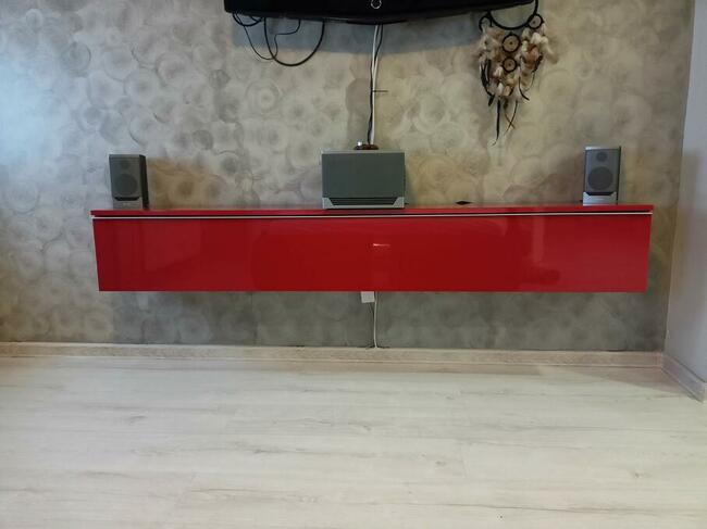 Szafka RTV_Wisząca_ Czerwony Połysk_ Wymiary 180*25*27,5