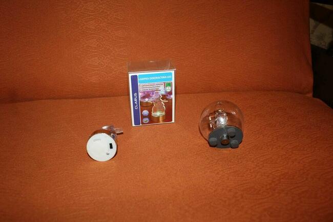 Bombka LED szklana kula anioł + bałwan LED