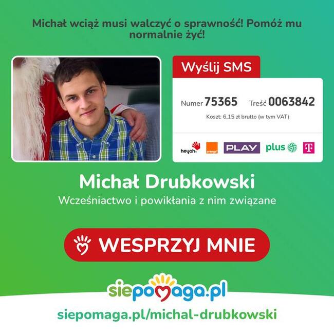 Podziel się sercem z Michałem przekaż 1.5 podatku