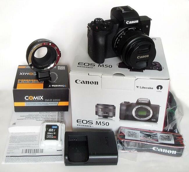 Canon EOS M 50 + adapter EF, EFS-EOSM