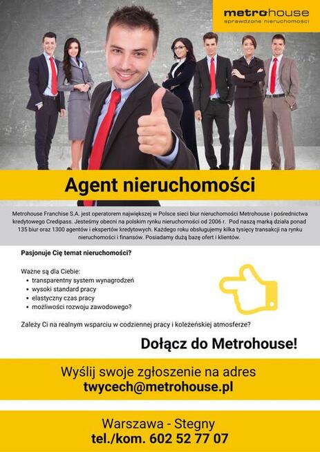 Szukamy kand. na stanowisko agent / doradca ds nieruchomości