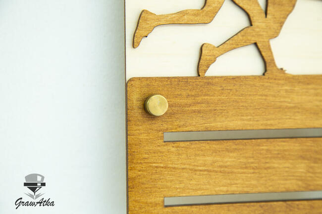 Wieszak na Medale 70cm Drewniany Personalizowany GrawAtka