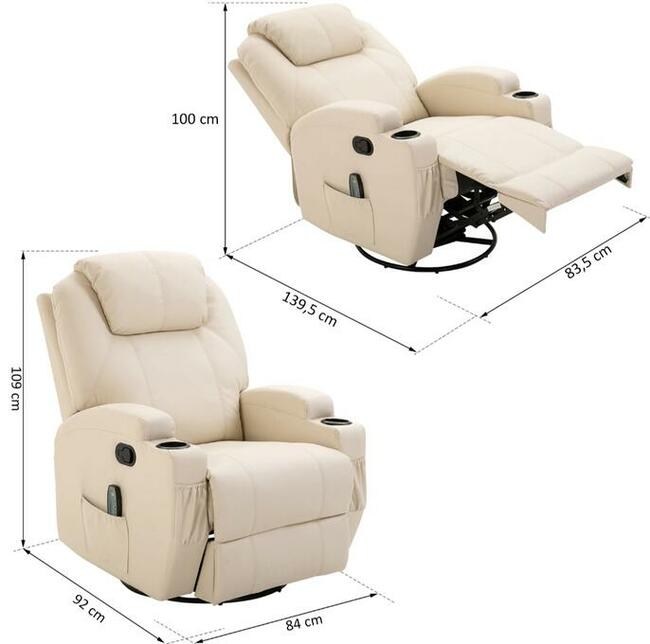 Fotel z masażem z funkcją ogrzewania