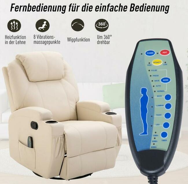 Fotel z masażem z funkcją ogrzewania