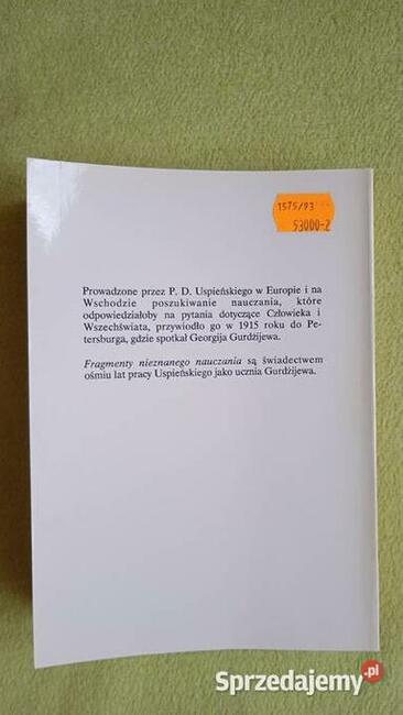 Fragmenty nieznanego nauczania Piotr Uspieński, Unikat
