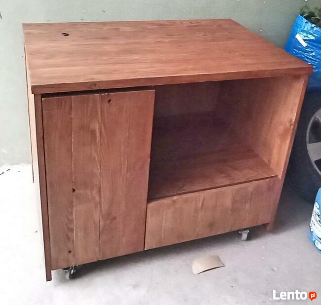 Wózek kelnerski do flambirowania, drewniany.