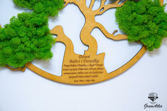 DRZEWO ŻYCIA Prezent dla Babci i Dziadka mech CHROBOTEK 50cm