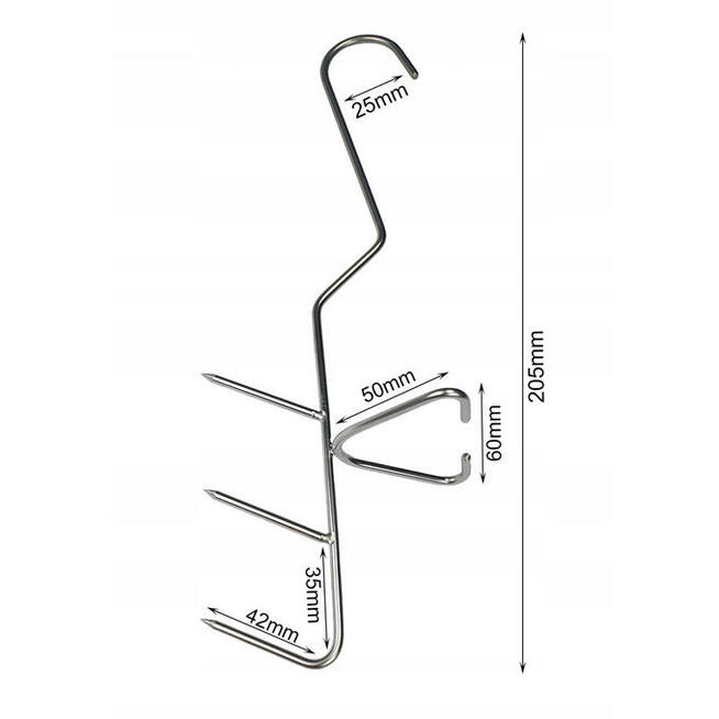 Hak Haki Do Wędzenia RYB Potrójny 20,5 cm INOX 5 sztuk