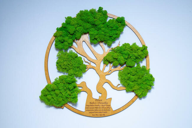 DRZEWO ŻYCIA Prezent dla Babci i Dziadka mech CHROBOTEK 50cm