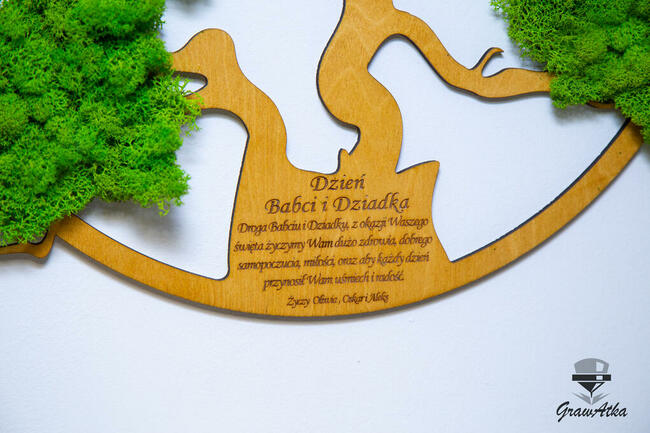 DRZEWO ŻYCIA Prezent dla Babci i Dziadka mech CHROBOTEK 50cm