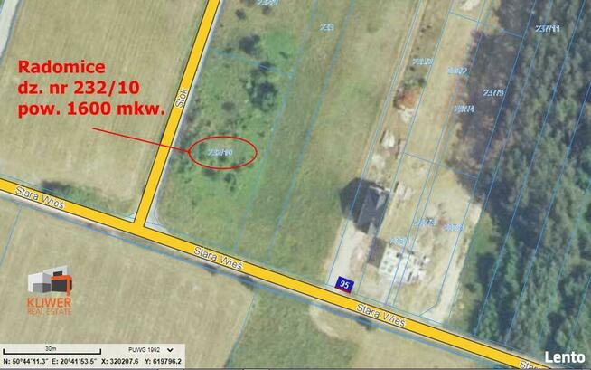 działka budowlana Radomice obręb MORAWICA, 1.600 mkw