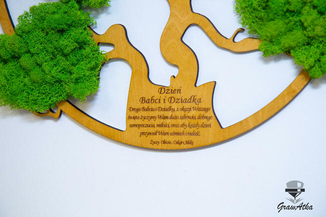 DRZEWO ŻYCIA Prezent dla Babci i Dziadka mech CHROBOTEK 50cm