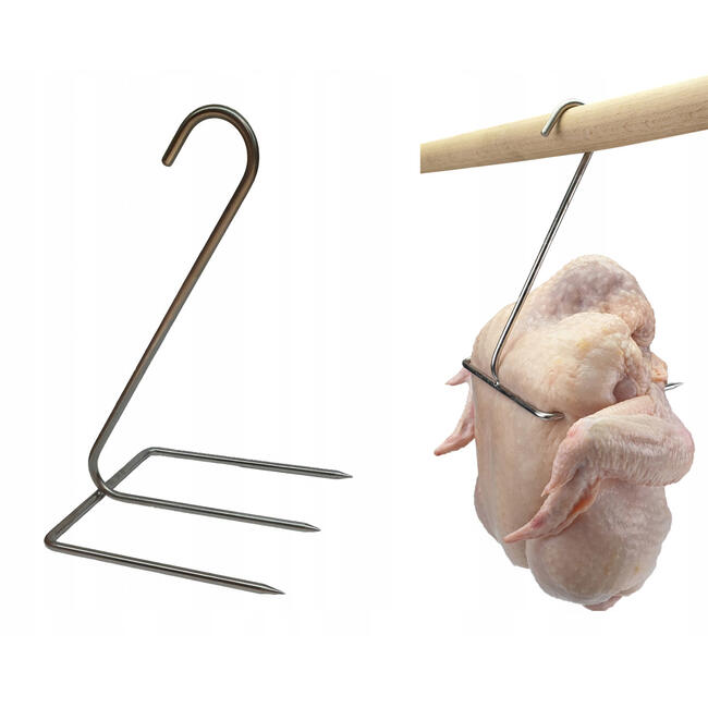 Hak Haki Do Wędzenia KURCZAKA GRUBY 4 mm INOX 3 sztuki