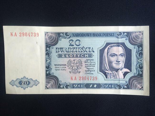 Banknot 20 zł 1948r. seria KA