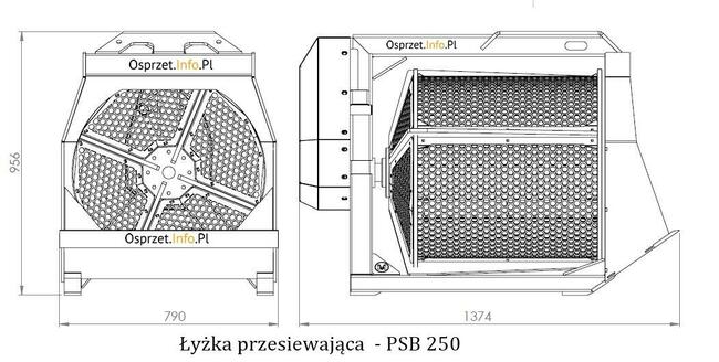 Łyżka przesiewająca do ziemi , gruzu - przesiewacz bębnowy