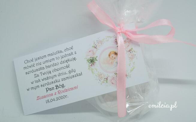 Aniołki jako podziękowanie dla gości z okazji Chrztu Św.,