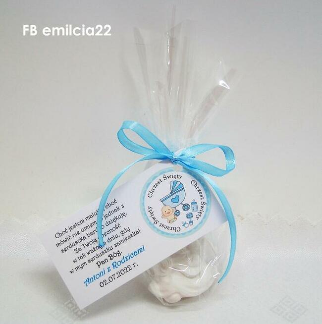 Aniołki jako podziękowanie dla gości z okazji Chrztu Św.,