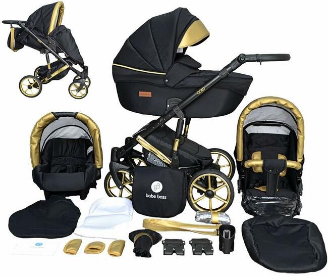 Wózek Dziecięcy Uczio Gold Złoty 4w1 Fotelik + Baza Isofix