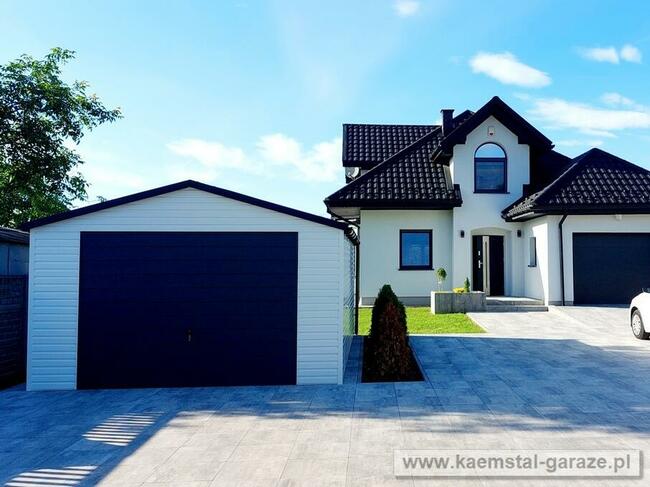 Garaż z blachy drewnopodobnej 5x5 spad w tył