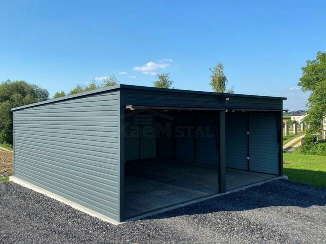 Garaż drewnopodobny z wnęką 7x5 złoty dąb jasny