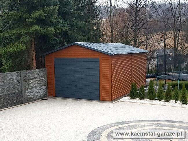 Garaż blaszany 6x5 blaszak spad w tył, antracyt