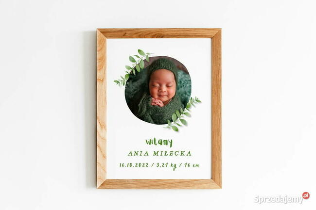Metryczka na prezent ze zdjęciem urodziny dziecka