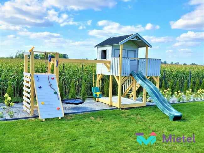 Domek z dużą piaskownicą zestaw dziecięca arkadia ze zjeżdża