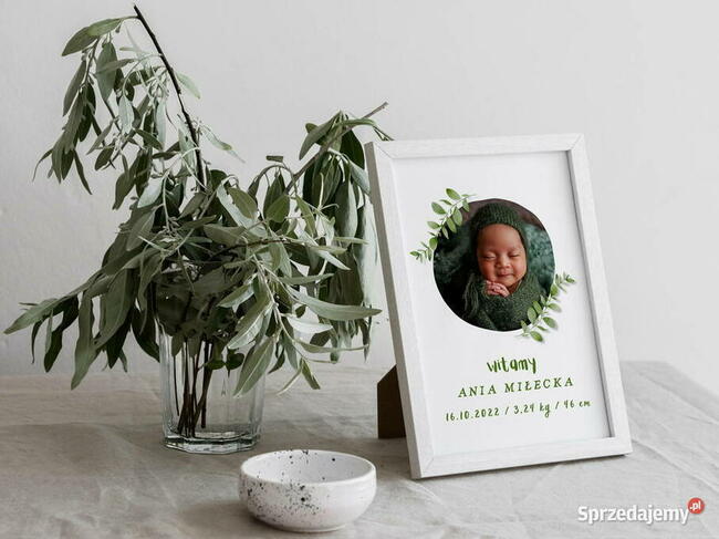 Metryczka na prezent ze zdjęciem urodziny dziecka