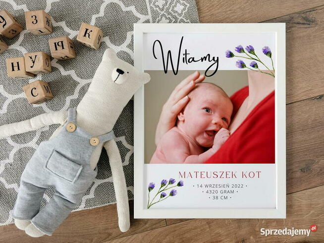 Metryczka dla dziecka ze zdjęciem prezent pamiątka